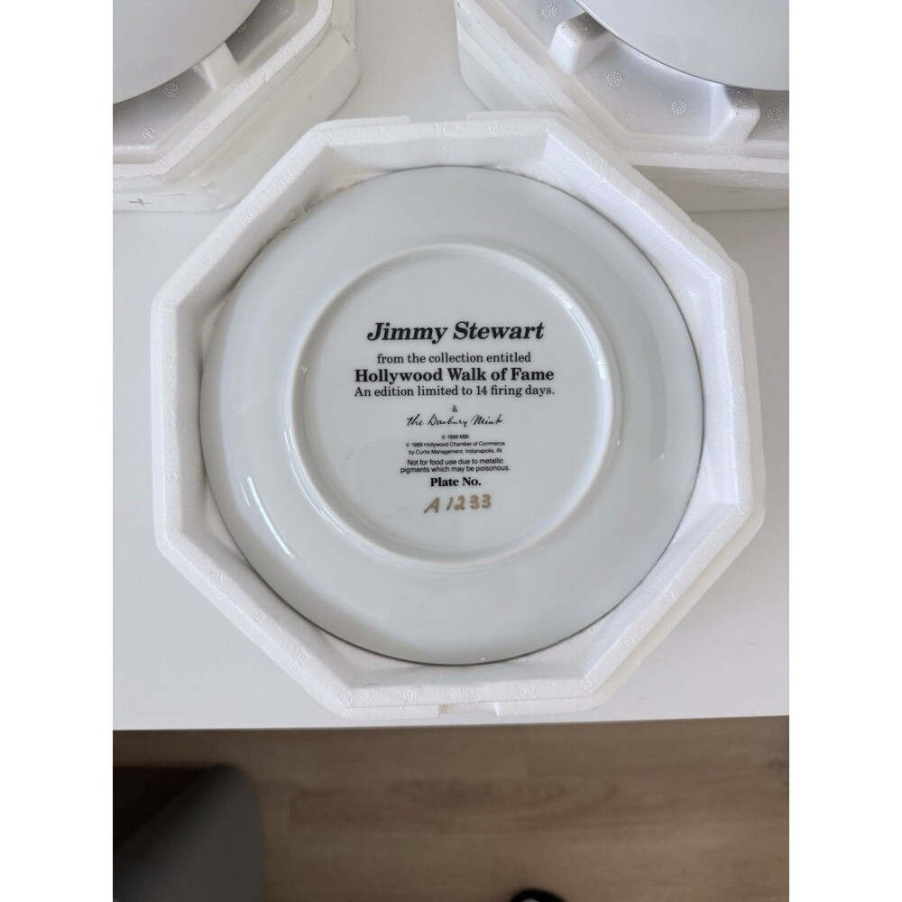 VTG Jimmy Stewart Hollywood Walk of Fame Plate Danbury Mint MCM #1233 #1234 - Picture 3 of 9